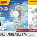 QASA 12 INCHES RECHARGEABLE TABLE FAN WITH BULBS AND SOLAR PANEL