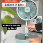 EUROSONIC 8 INCHES TELESCOPIC RECHARGEABLE FAN