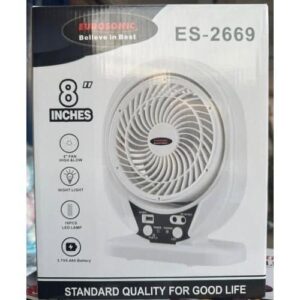EUROSONIC ES-2669 (8 INCHES RECHARGEABLE FAN WITH LED LAMP)
