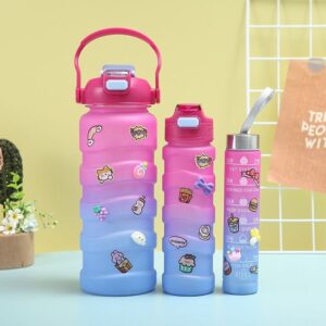 3 IN 1 MOTIVATIONAL WATER BOTTLE WITH STICKER