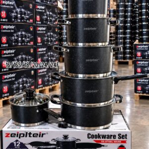 ZEIPLTEIR Z-6612 12PCS STAINLESS STEEL COOKWARE SET