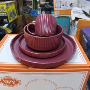 16pcs dinner set (striped red)